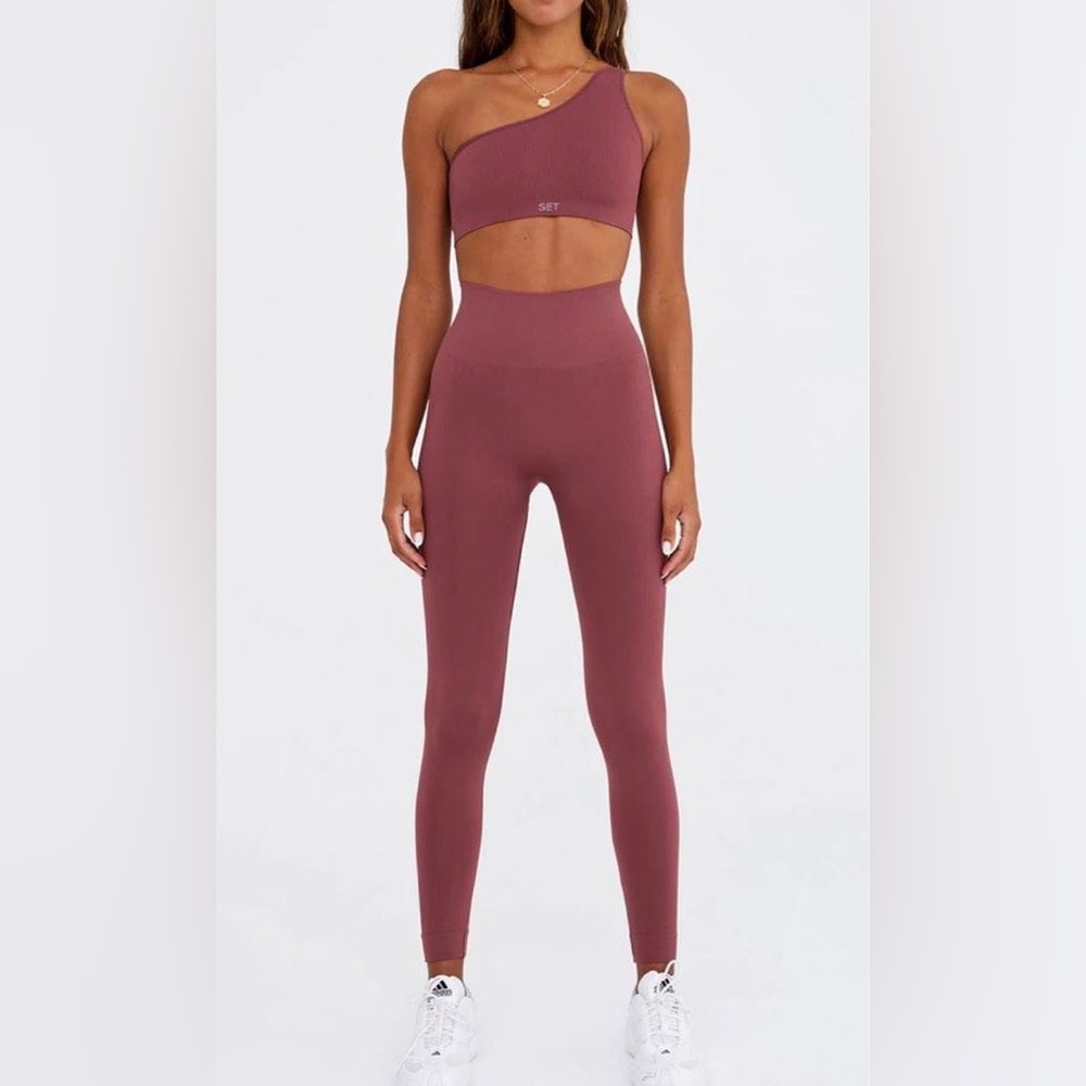 Set Active Sculptflex Ribbed One Shoulder Bra & Sculptflex Leggings - Canyon szM